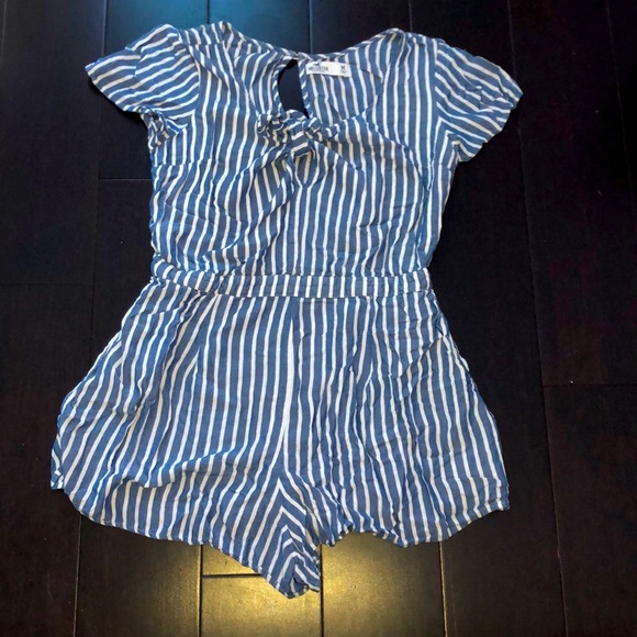 Pants - Blue and white striped Hollister romper